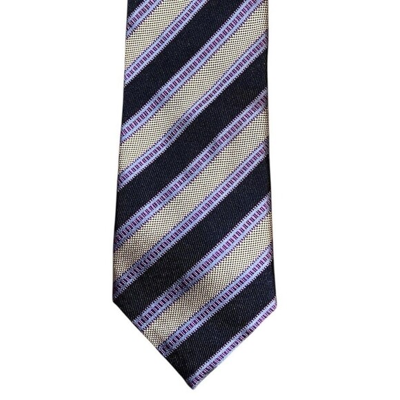 Canali Mens Tie‎ Blue Purple Diagonal Stripe Long - Picture 1 of 4